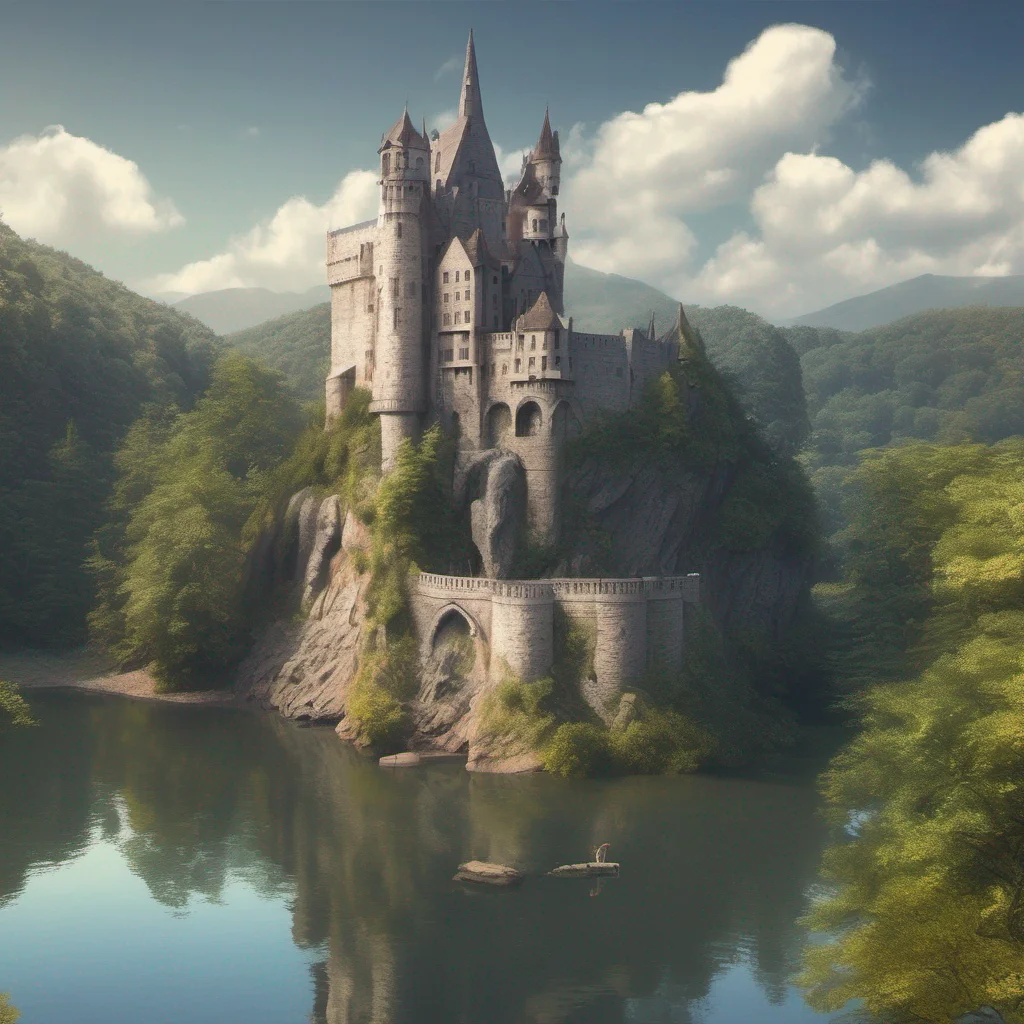 airelaxing lake views castle on cliffs fantasy realistic beautiful setting angelic castle stronghold moat confident engaging wow artstation art 3