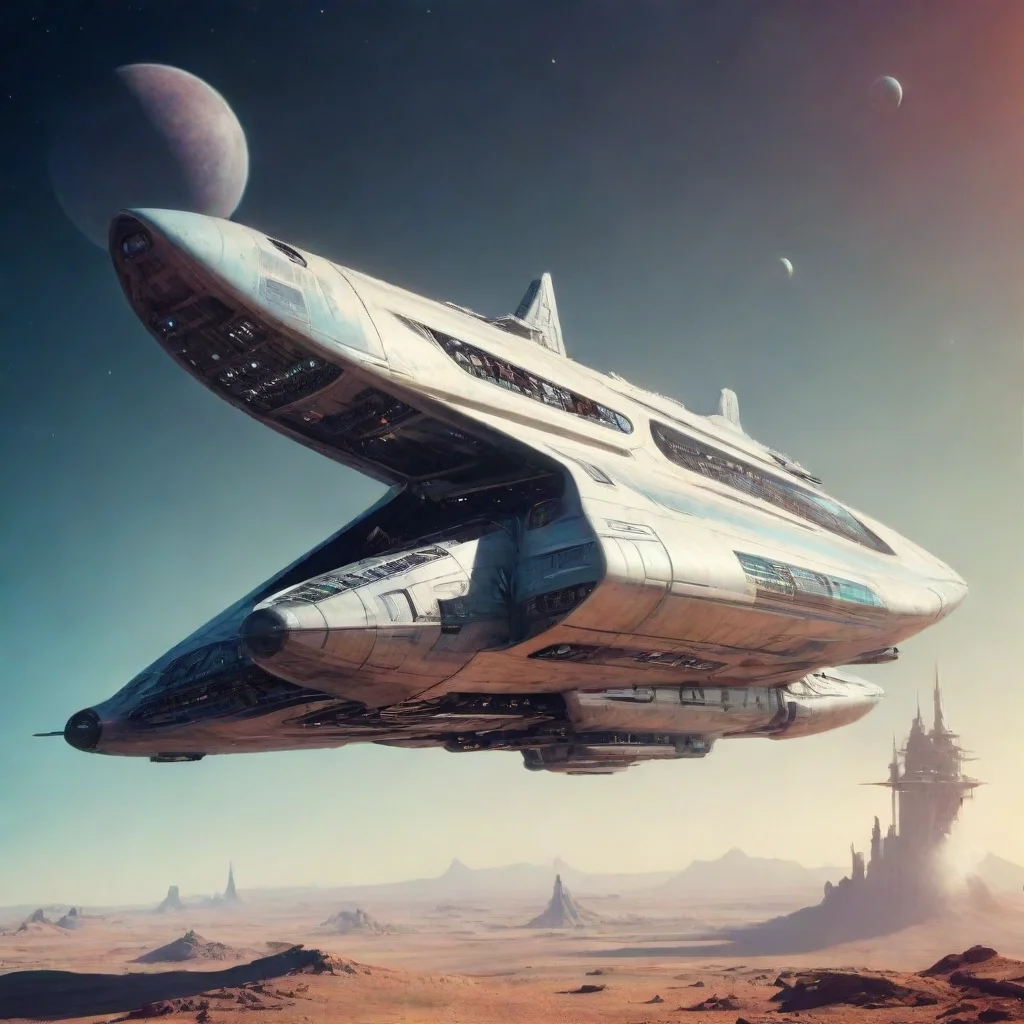 retro futuristic starship