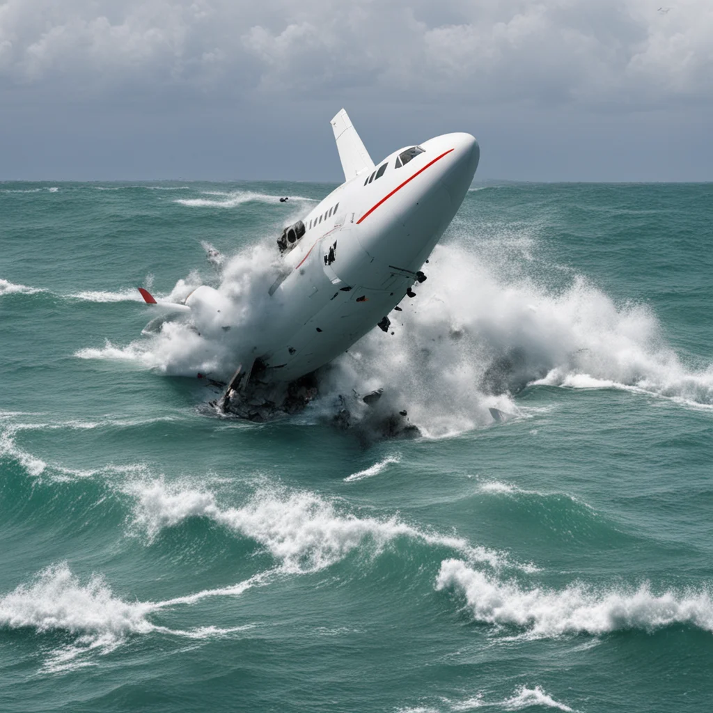 airplane crashing into the sea with thousands of people dying