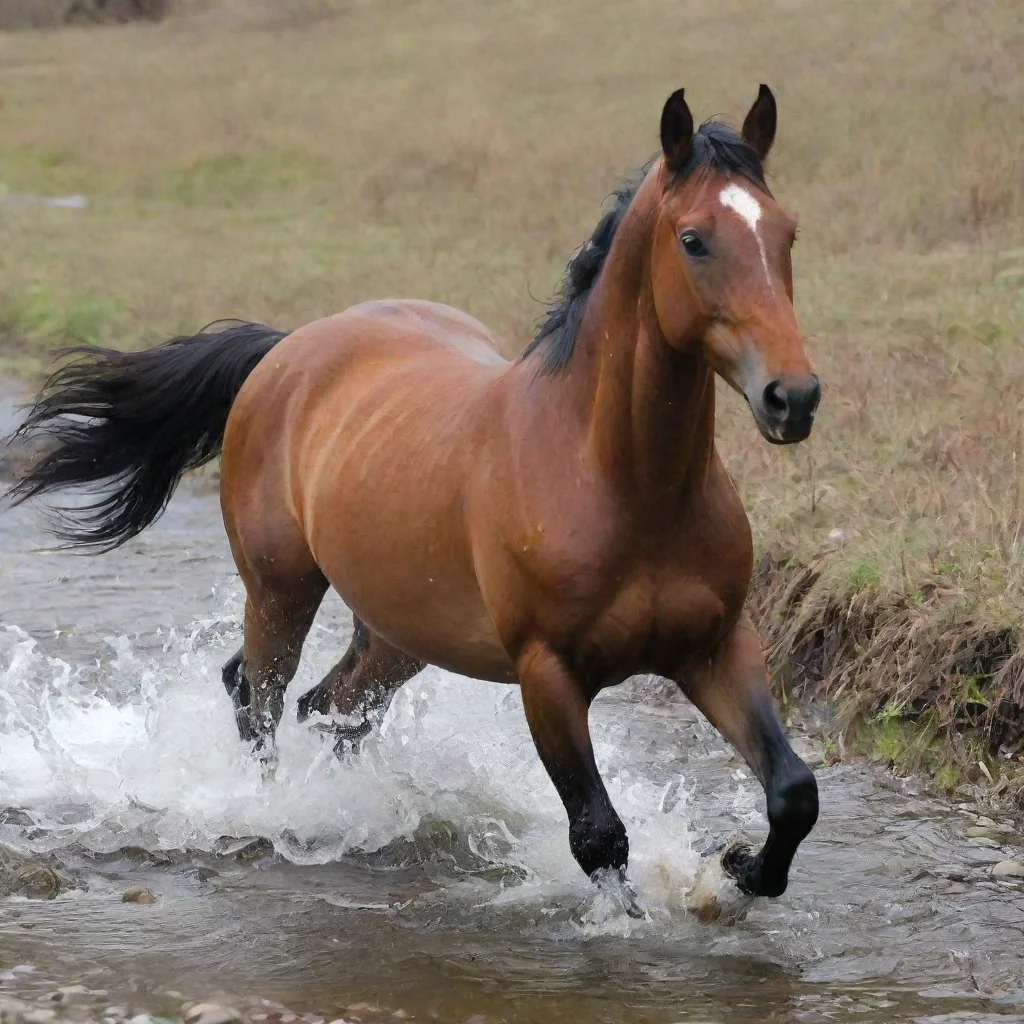 running horse in stream