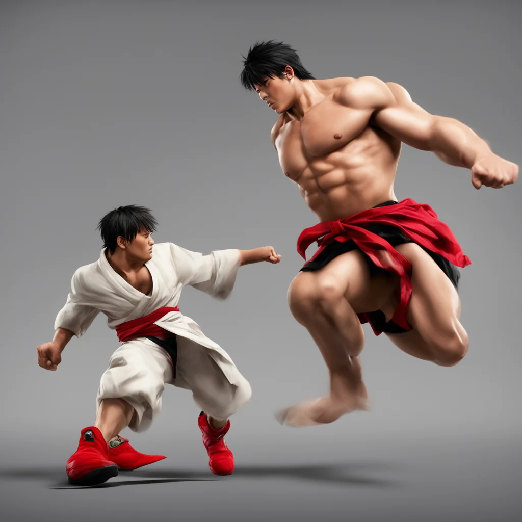 ryu kicks ken confident engaging wow artstation art 3