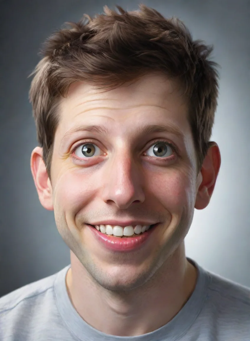 sam altman eyes clear epic hd art detailed realistic smile hiding fear portrait43