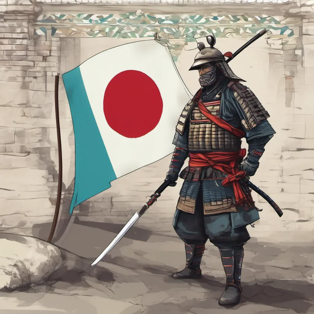 samurai segurando a bandeira da turquia 