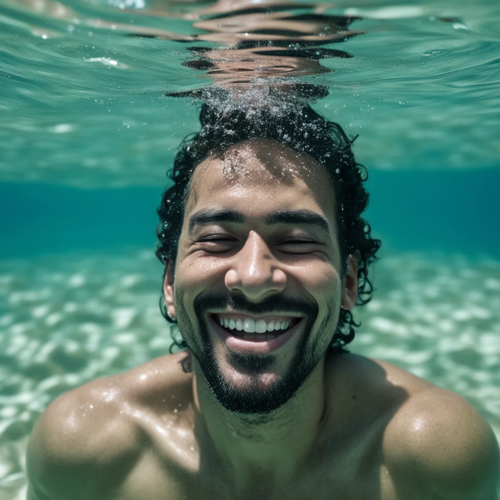 saudi guy smiling under water