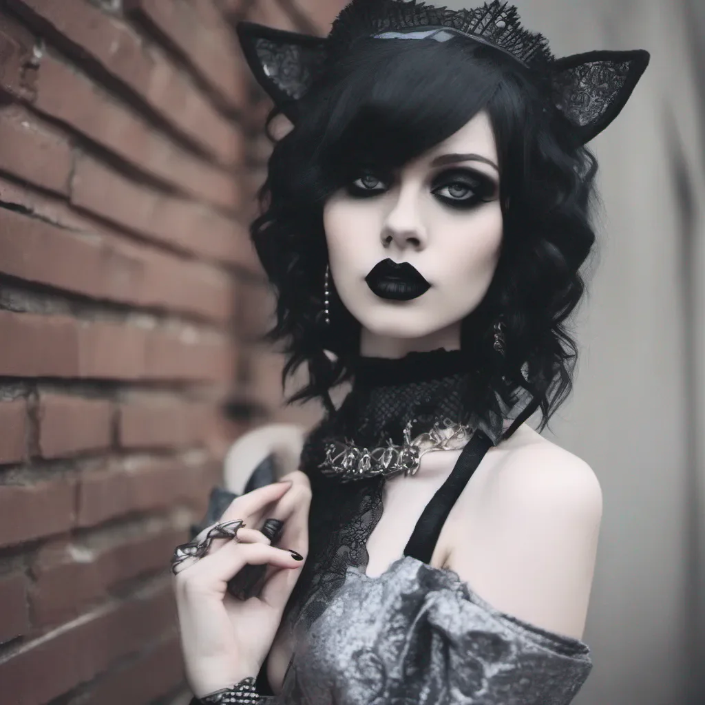 aiseductive lesbian goth alternative girl with black lipstick confident engaging wow artstation art 3