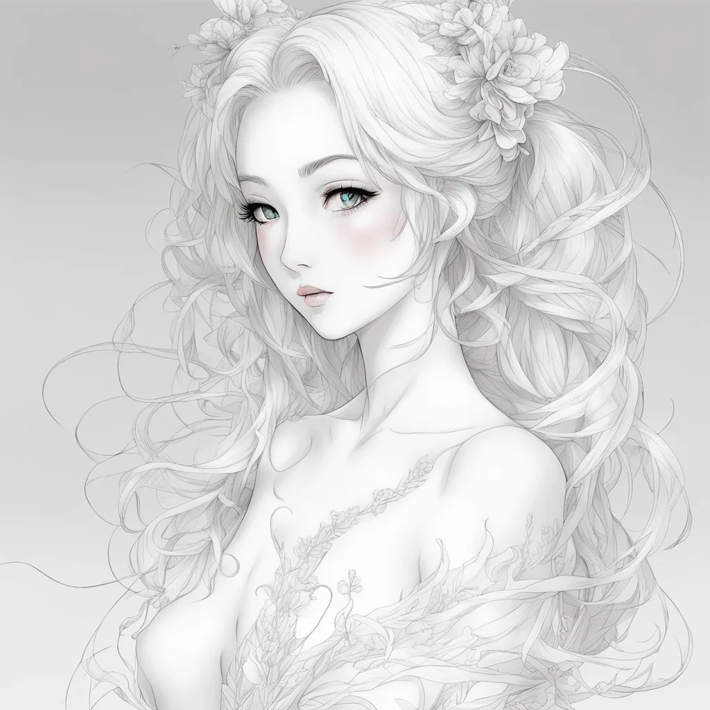 aiseductive line art feminine beauty grace anime