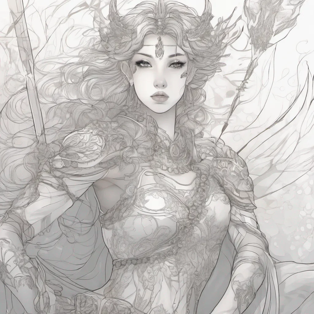 aiseductive line art princess ethereal fantasy art feminine lesbian warrior beauty grace anime confident engaging wow artstation art 3