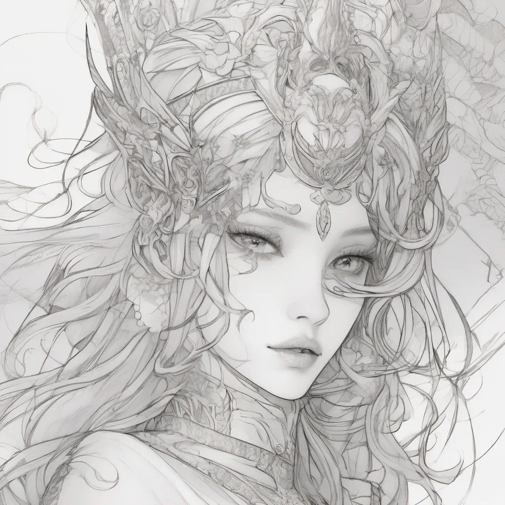 aiseductive line art princess ethereal fantasy art feminine lesbian warrior beauty grace anime good looking trending fantastic 1