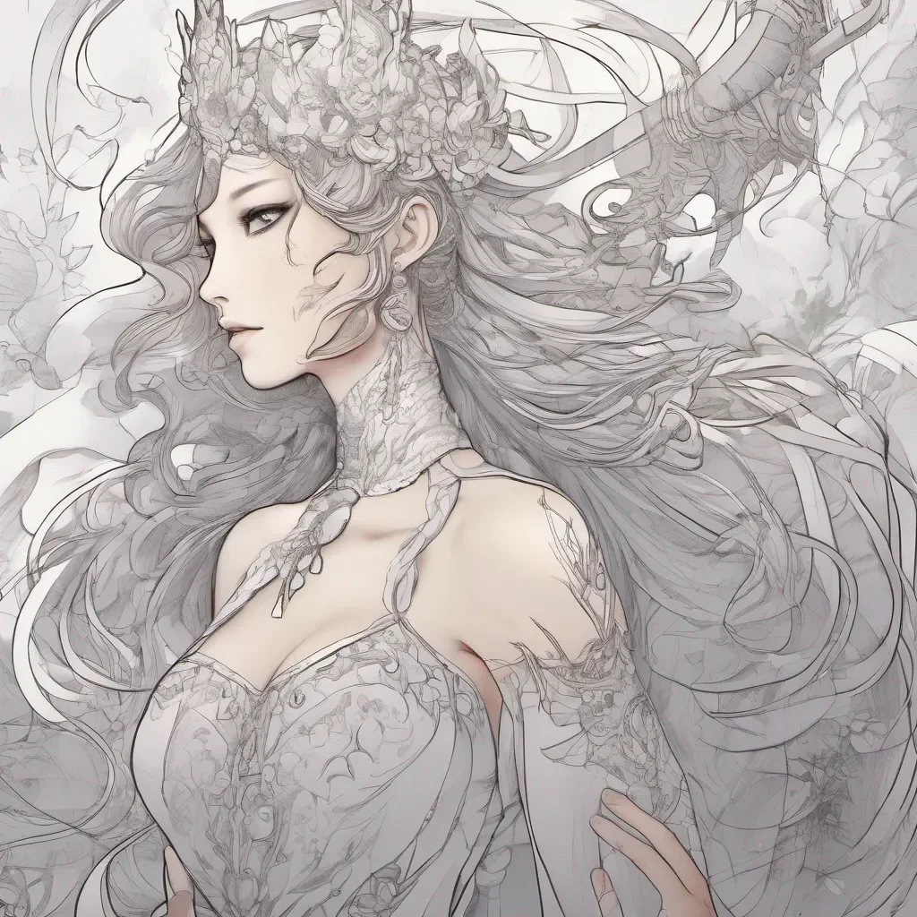 aiseductive line art princess ethereal fantasy art feminine lesbian warrior beauty grace anime