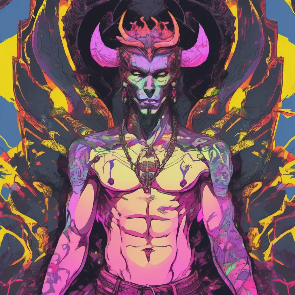 seductive masculine evil demon beauty grace majestic king neon punk