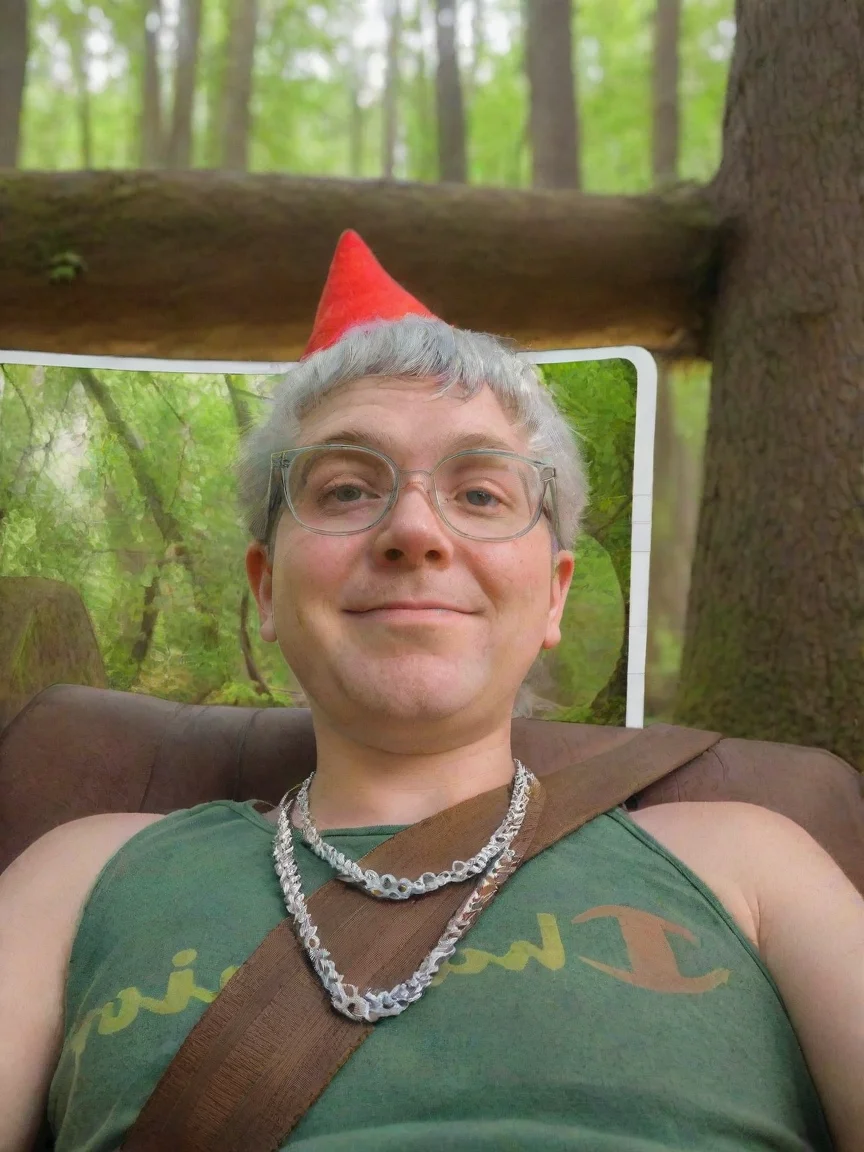 selfie gnome in forest