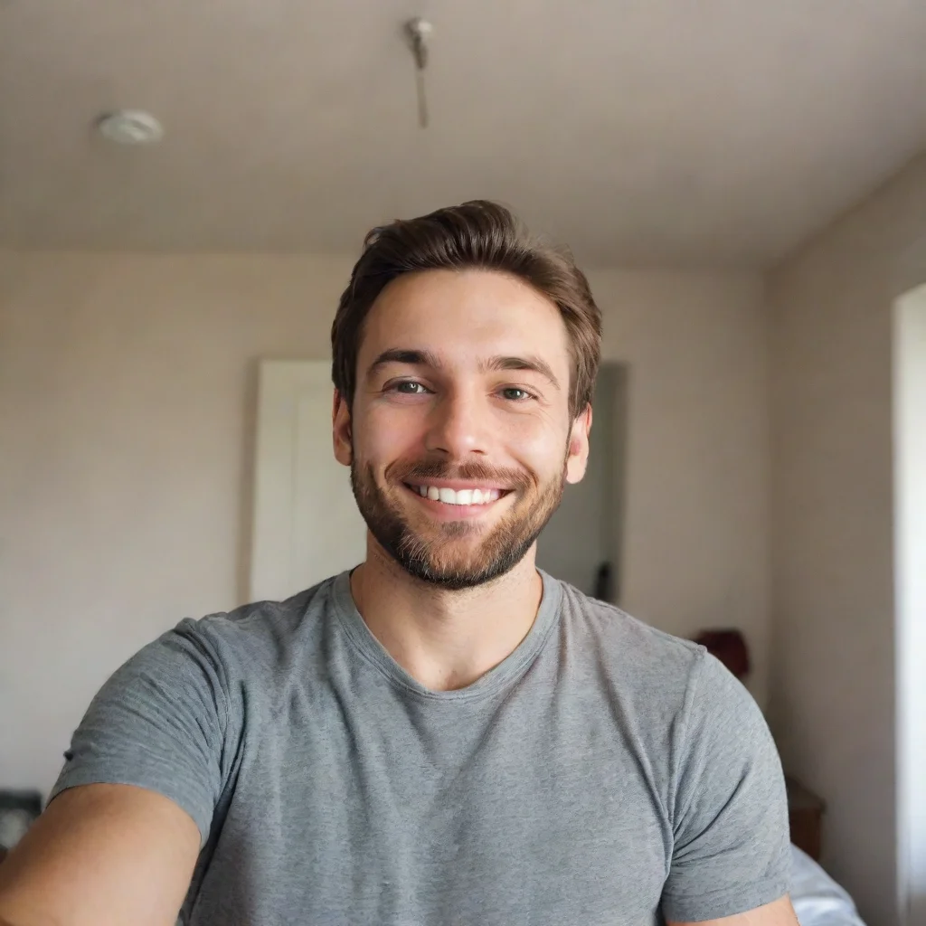 selfies of man in his bedroom smile