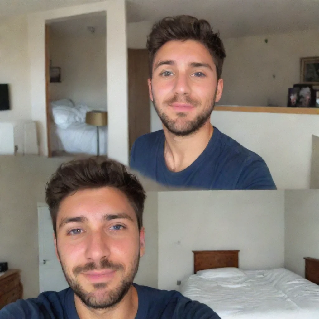 selfies of man in his bedroom