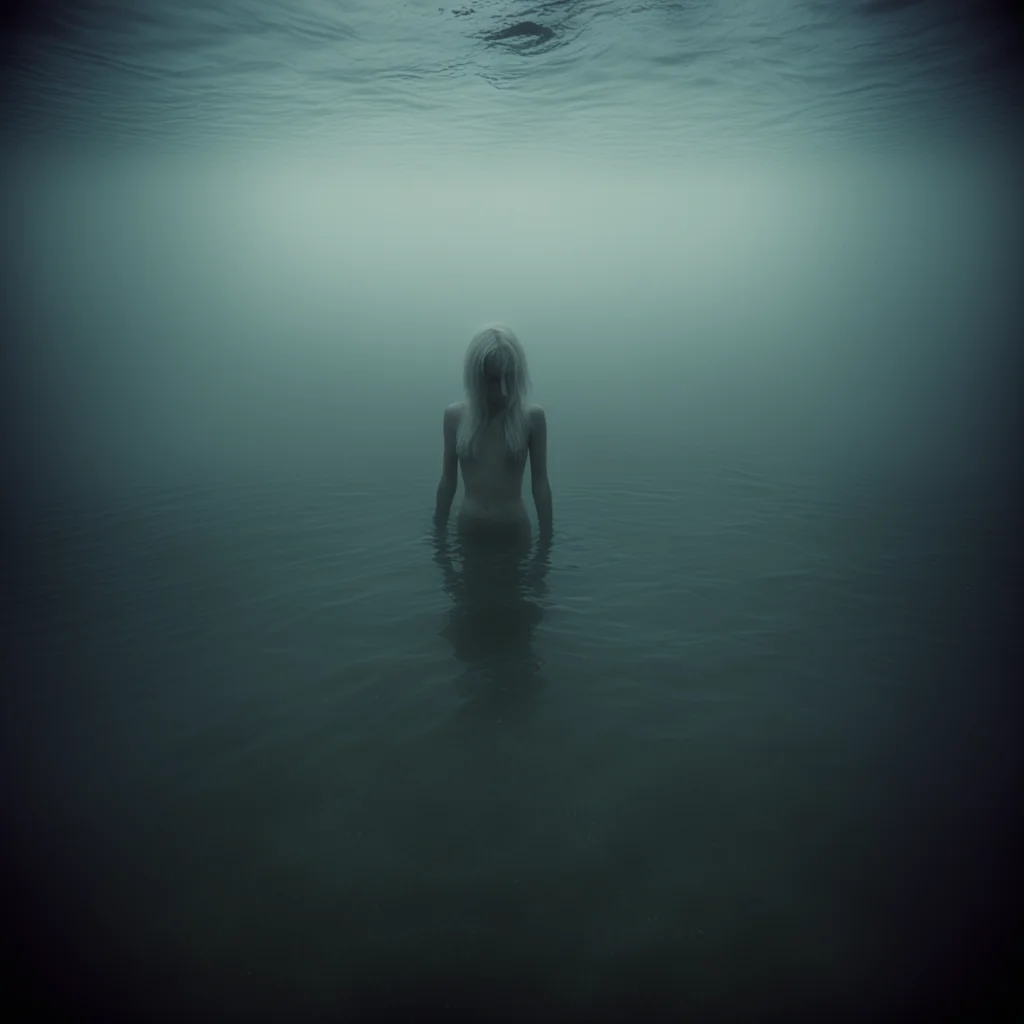 aisensual blonde  girl swimming foggy muddy  mysterious deep sea  uncanny night hipstamatic style good looking trending fantastic 1