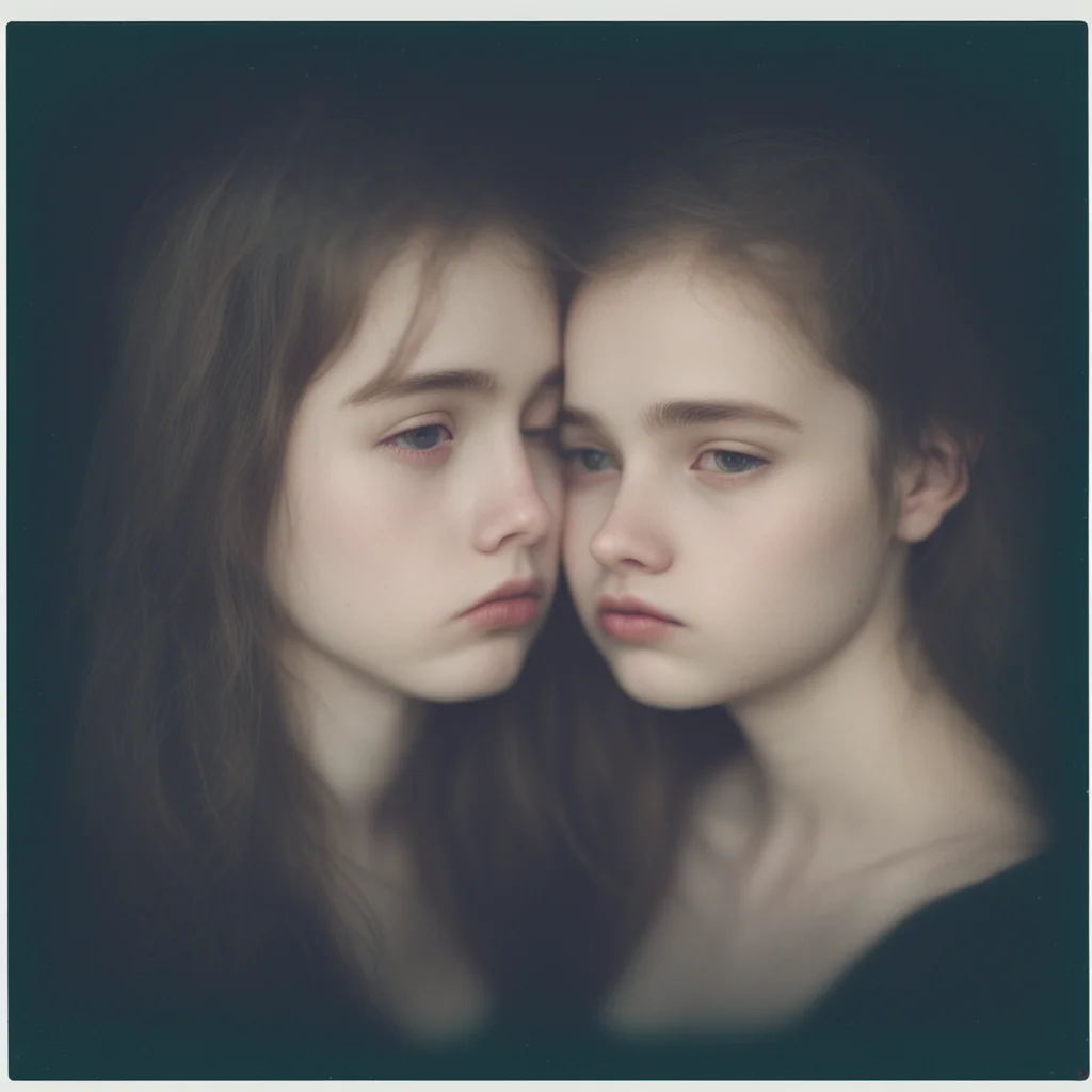 aishy girls  18 yo   almost kissing  uncanny  dark polaroid style