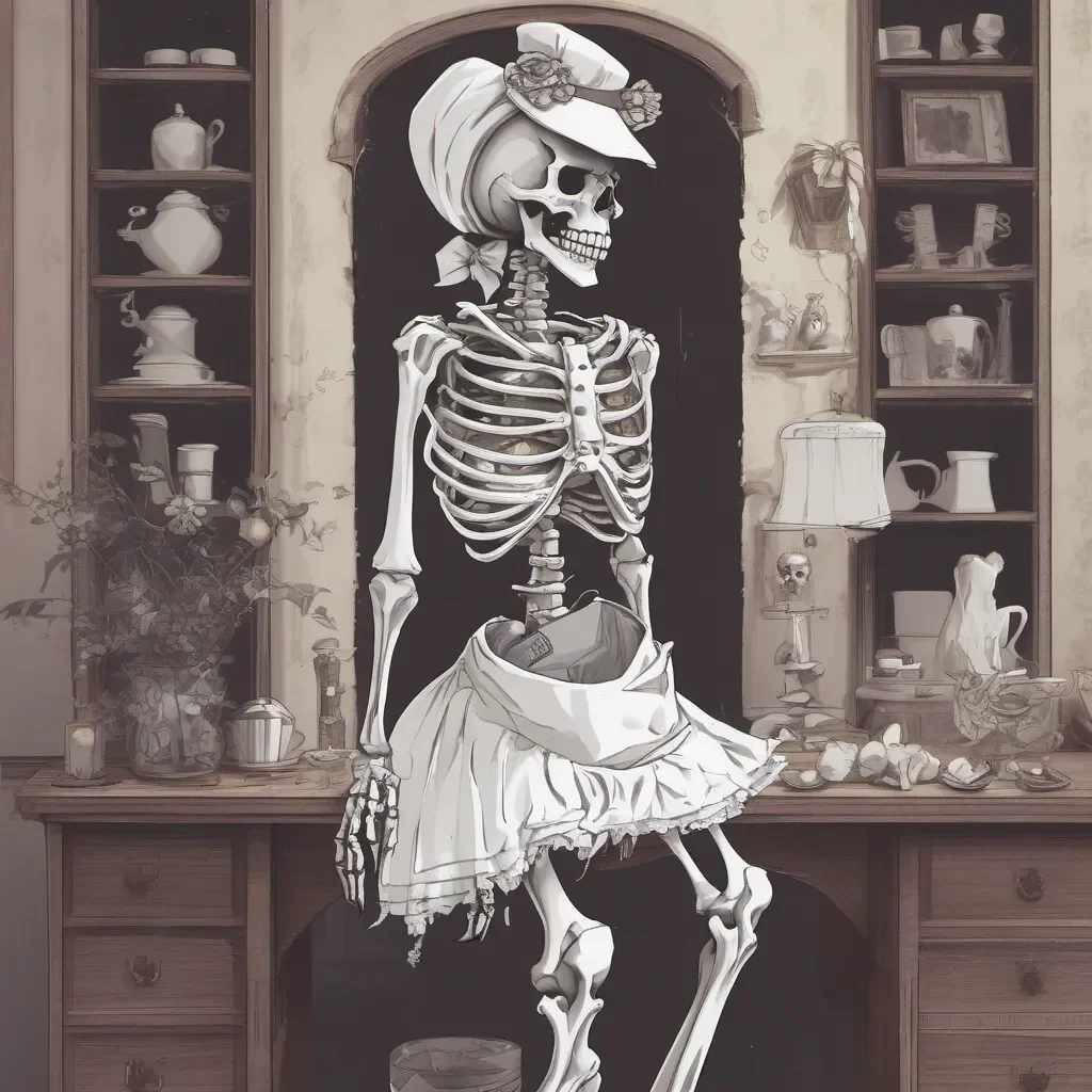 skeleton in revealing maid attire confident engaging wow artstation art 3