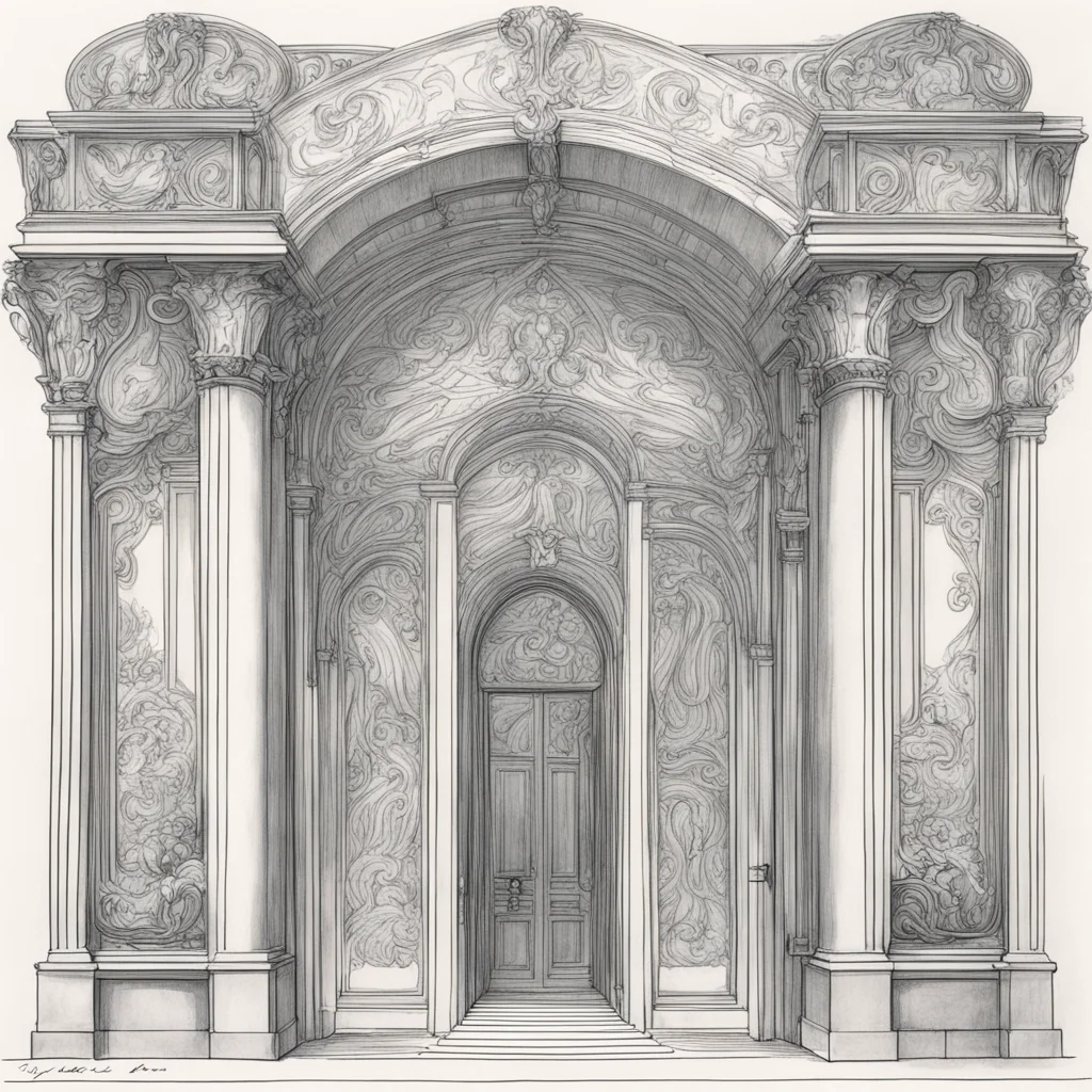 aisketch of the entrance to an art nouveau museum amazing awesome portrait 2