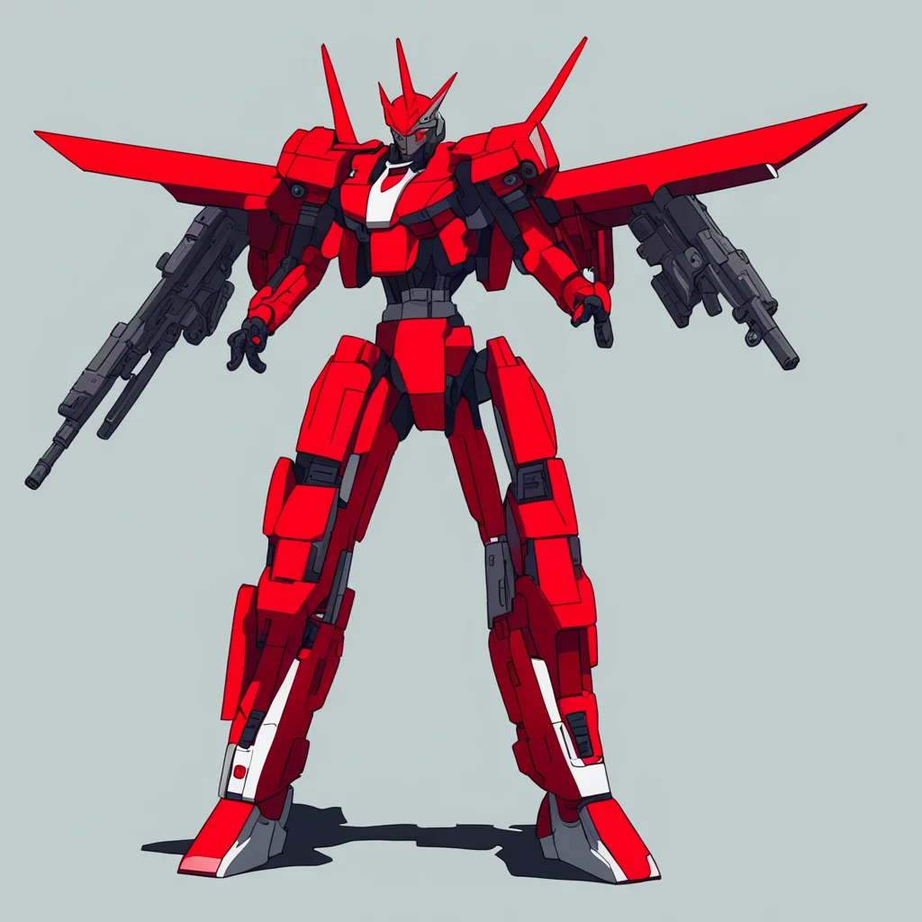 aiskinny red 2d gundam with revolver guns confident engaging wow artstation art 3