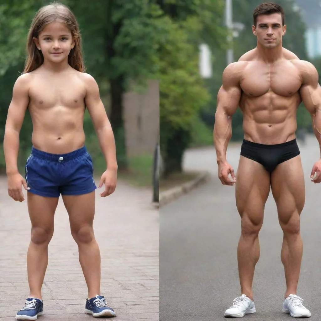 aismall cute girl to muscular guy