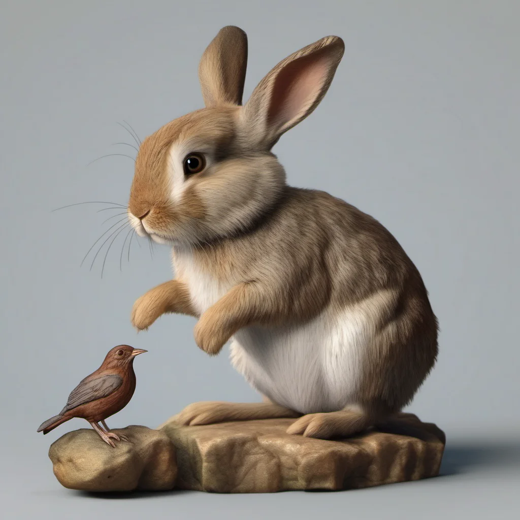 aismall rabbit with a big mouse or bird   realistic amazing awesome portrait 2