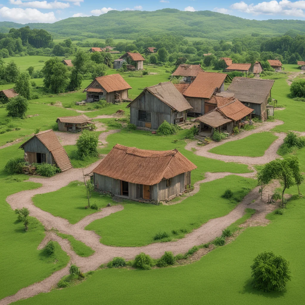 aismall village with faming land with small home 