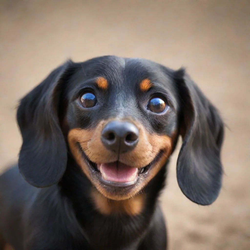 aismiling cute black dachshund