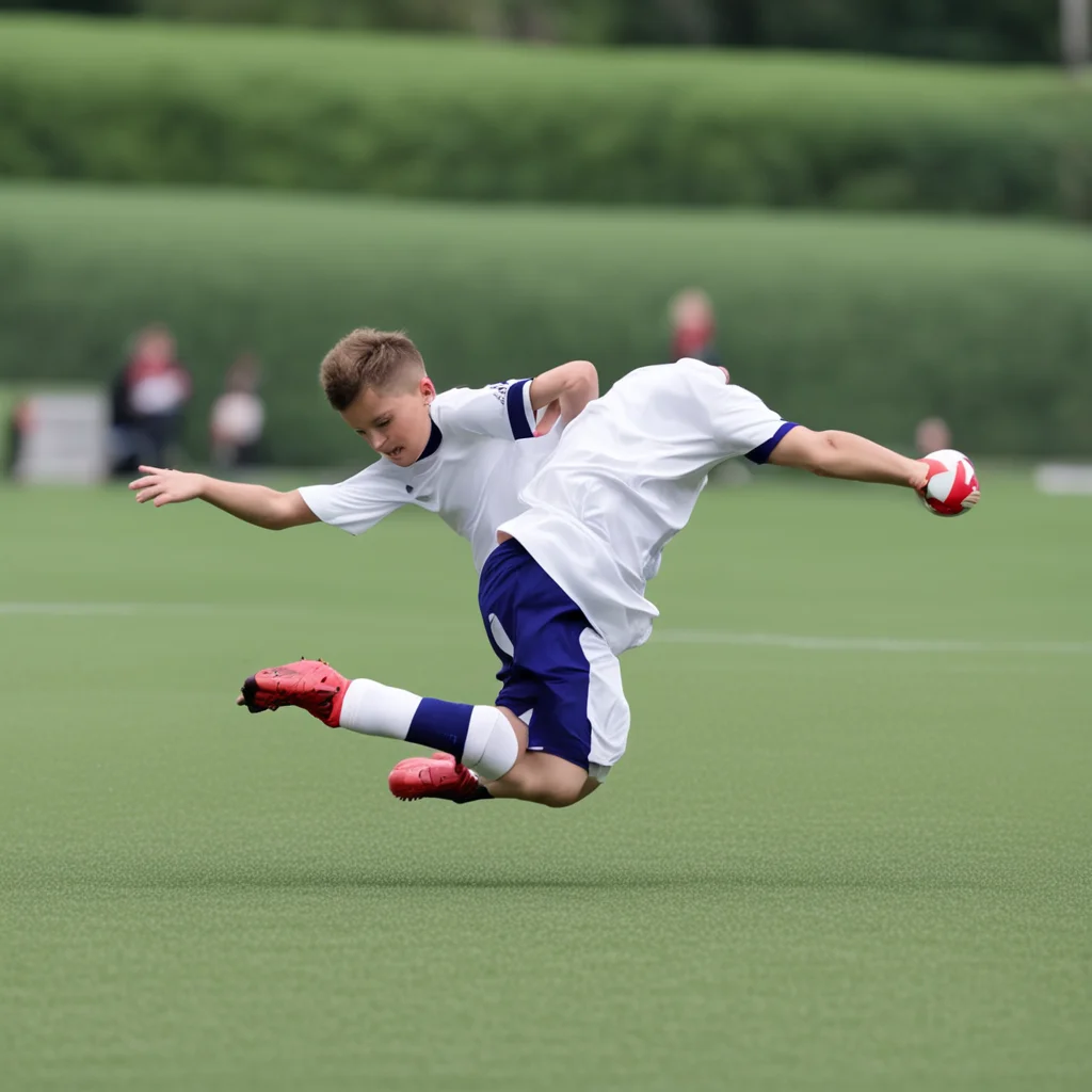 aisoccer kid makes a scorpion kick