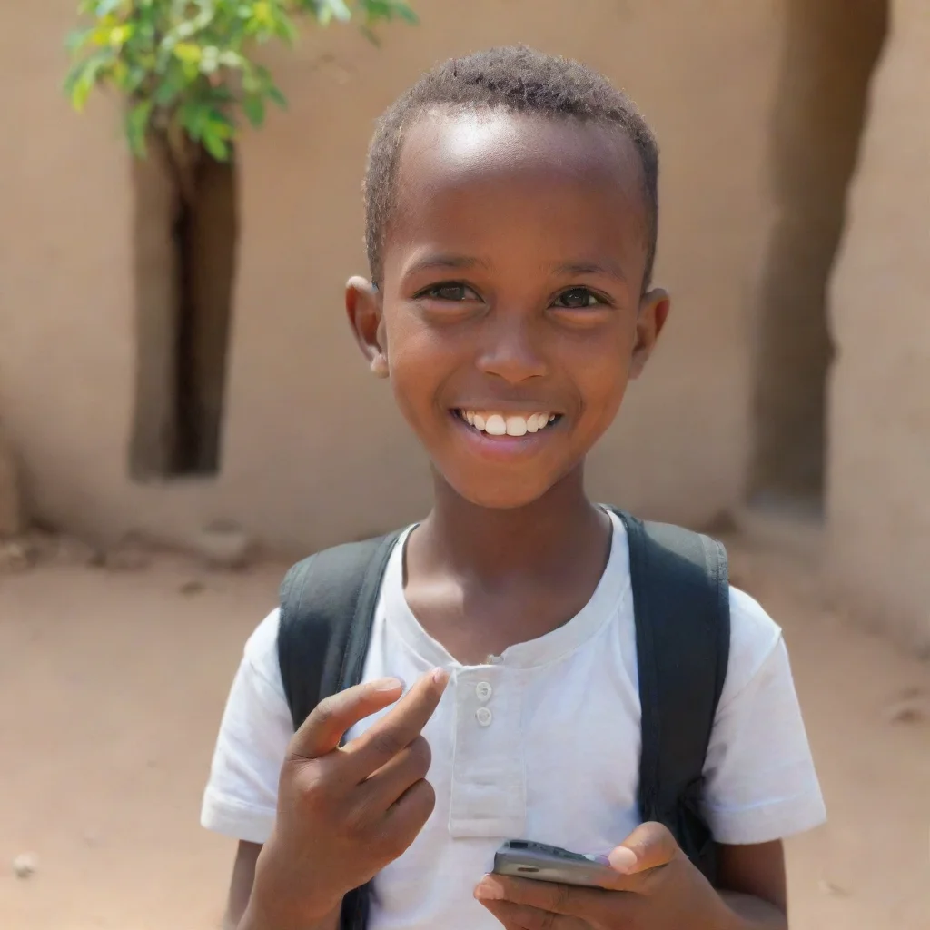 aisomali boy using xiaomi mobile phone and very happy