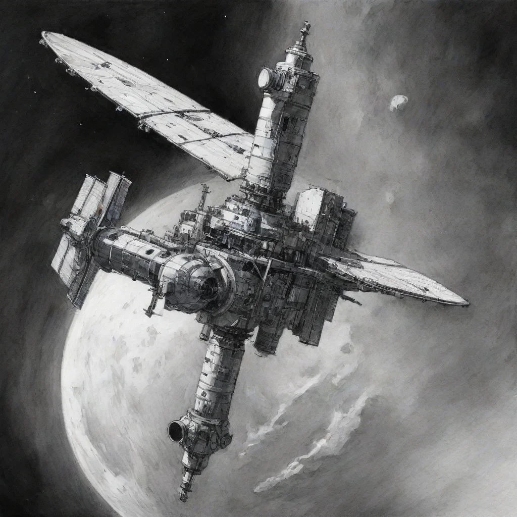 space station ink drawing high resolution