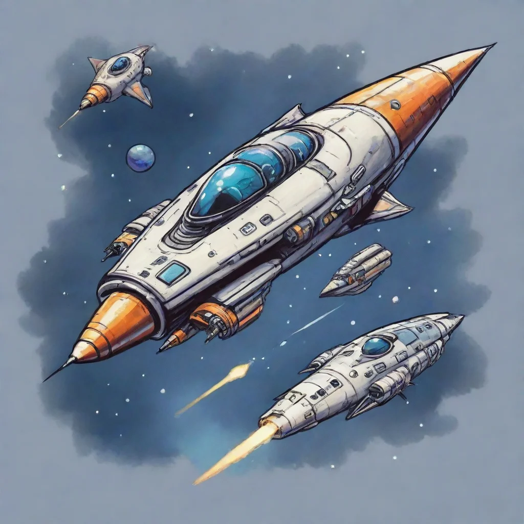 aispaceships ink cartoon style art 