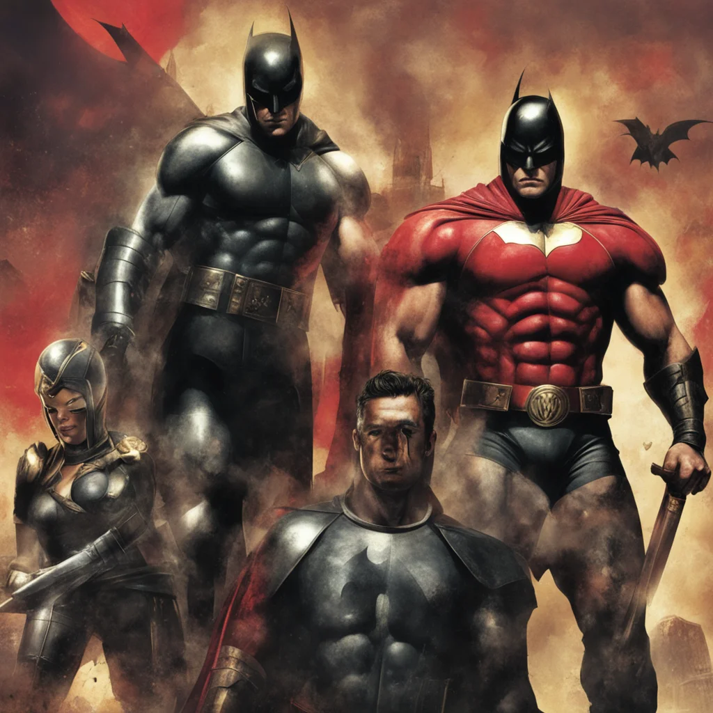 spartan total warrior 2 the spartan wars cover art with the spartan in the center. batman 66 on the left and ruby gillman on the right amazing awesome portrait 2