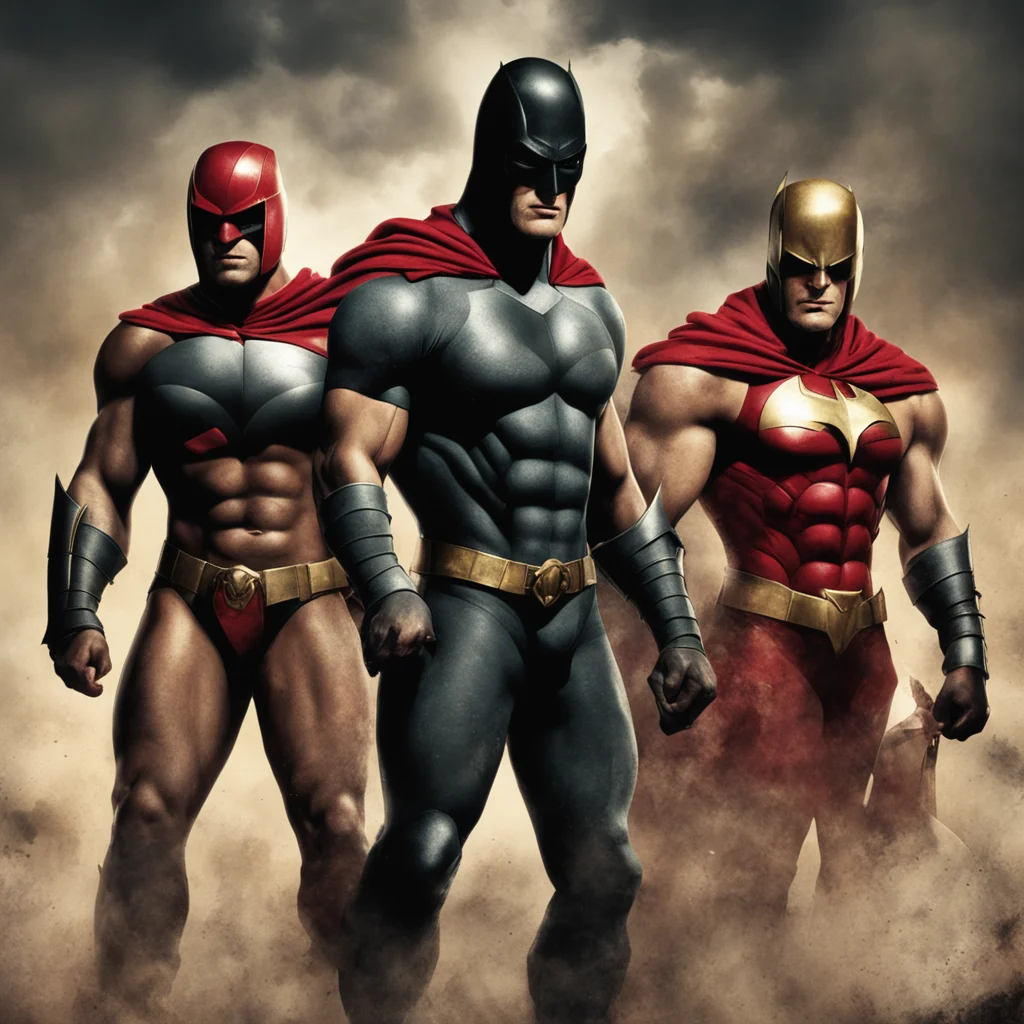 spartan total warrior 2 the spartan wars cover art with the spartan in the center. batman 66 on the left and ruby gillman on the right