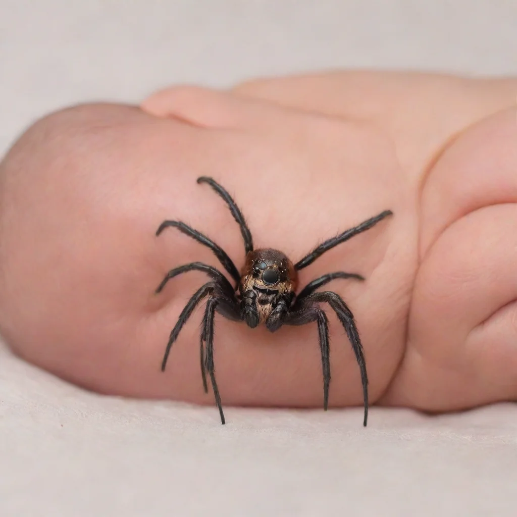 spider crawling on a newborn baby