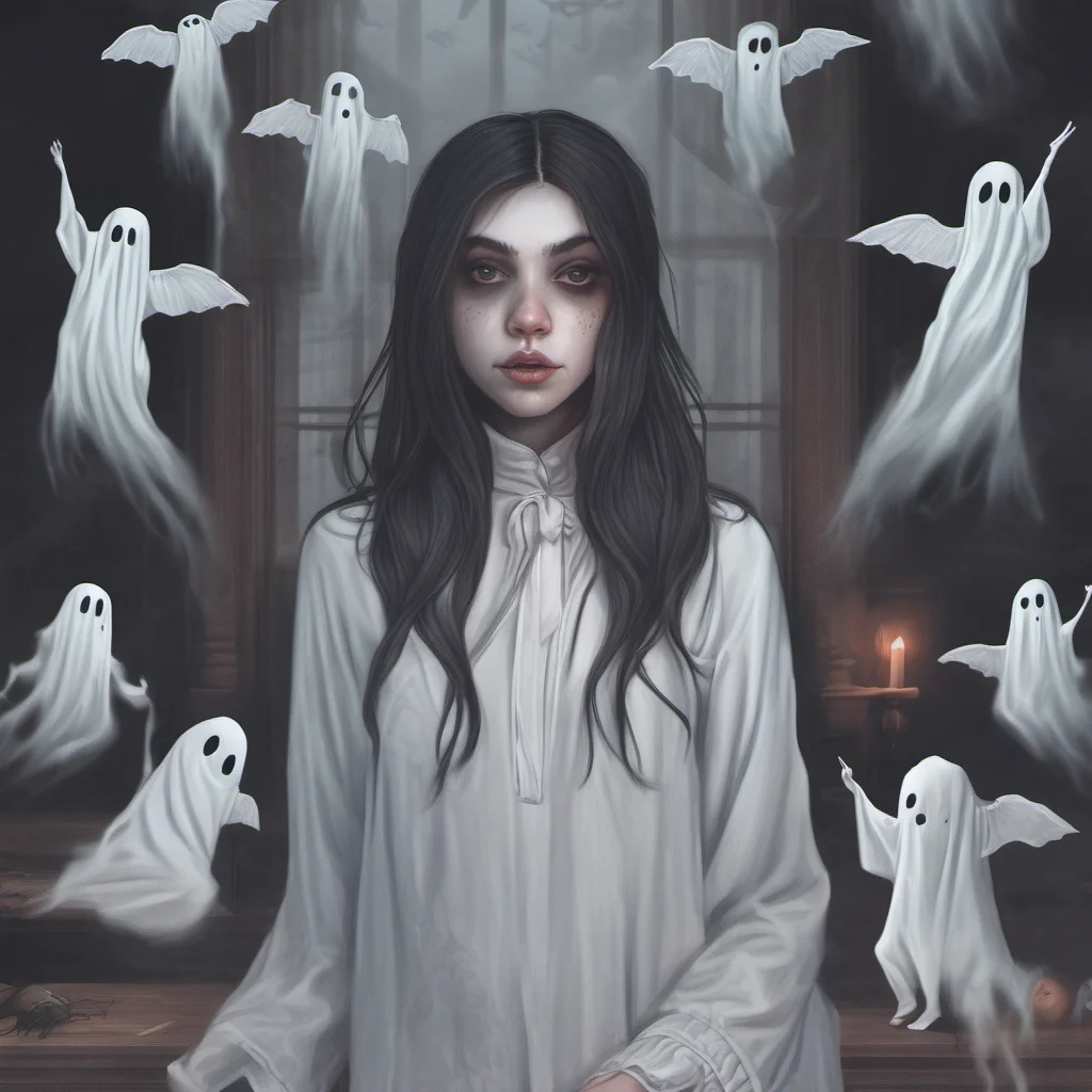 spooky girl with ghosts realistic confident engaging wow artstation art 3