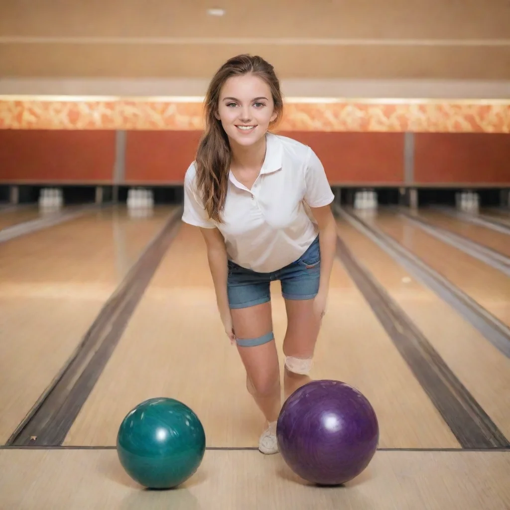 sporty girl bowling