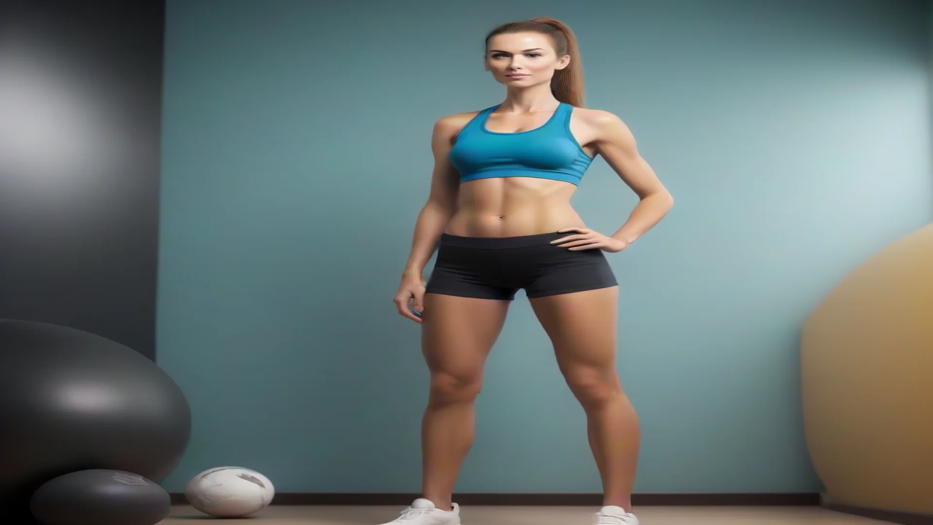 sporty tall woman wide