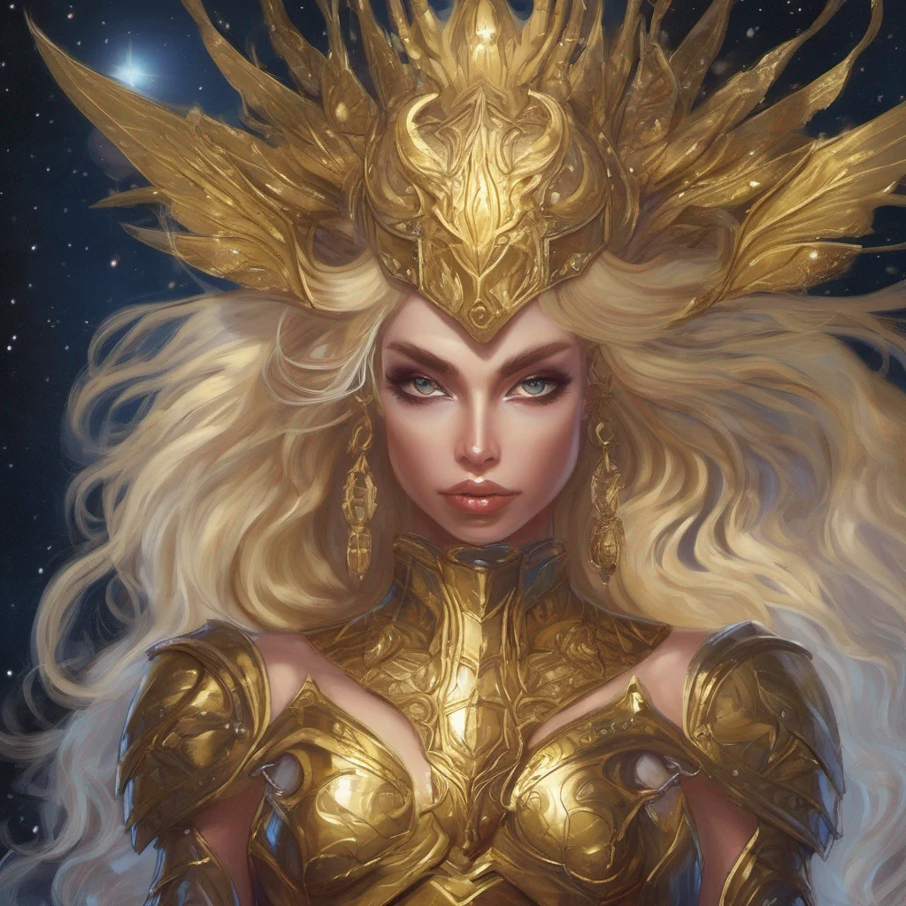 aistar goddess blonde fantasy art night golden armor amazing awesome portrait 2