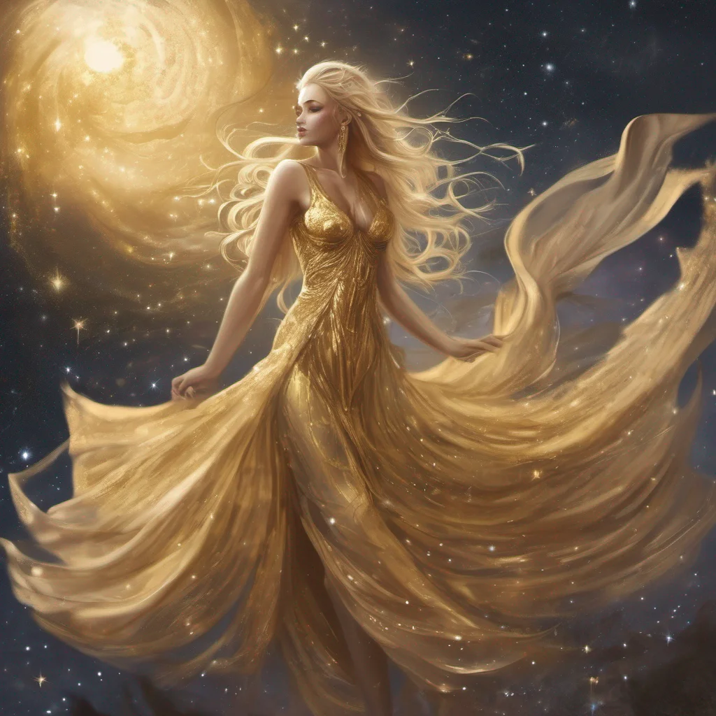 star goddess blonde fantasy art night golden dress confident engaging wow artstation art 3