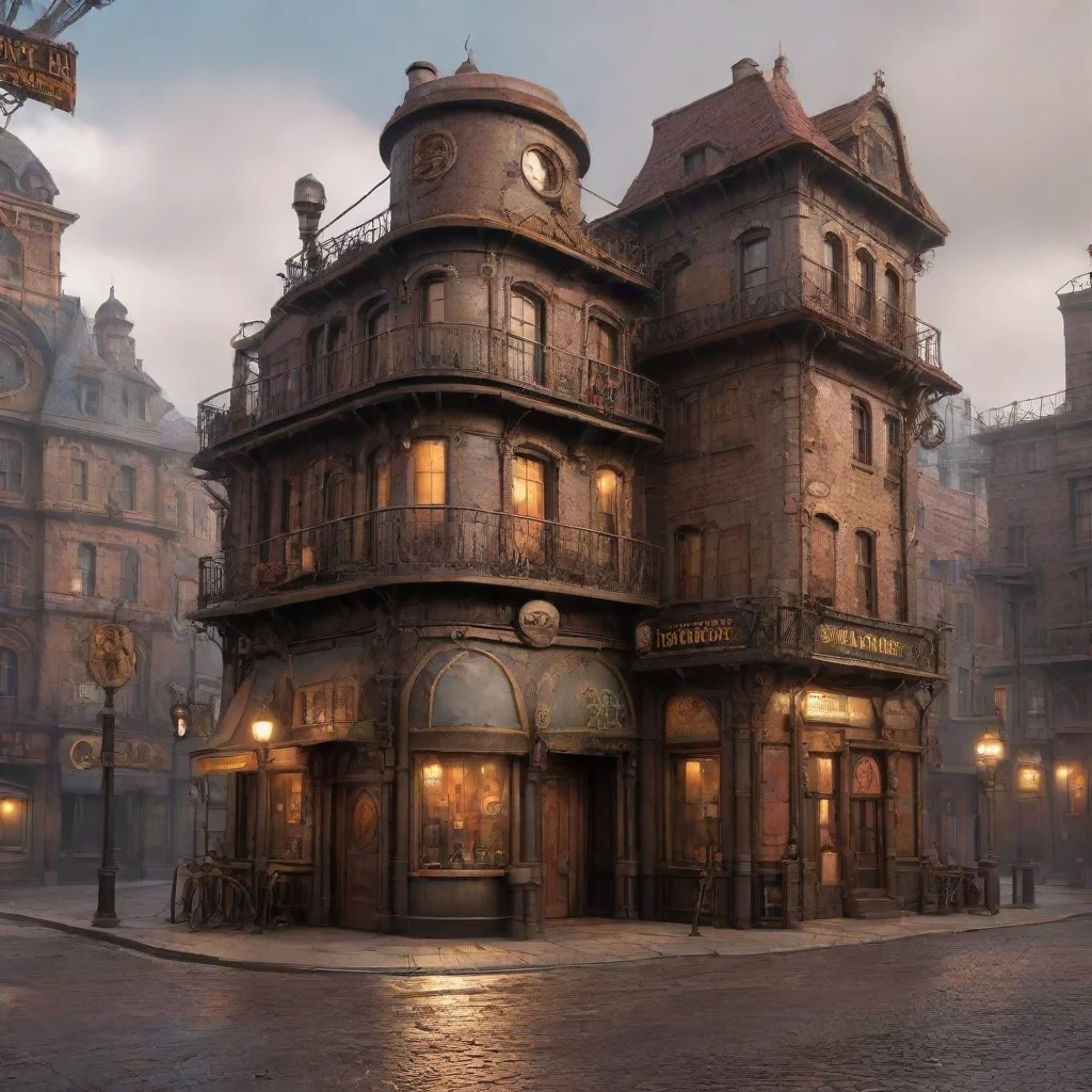 steampunk city corner