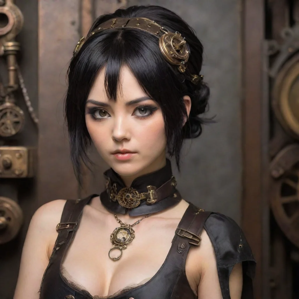 aisteampunk japanese female slave  collared black hair hd steampunk