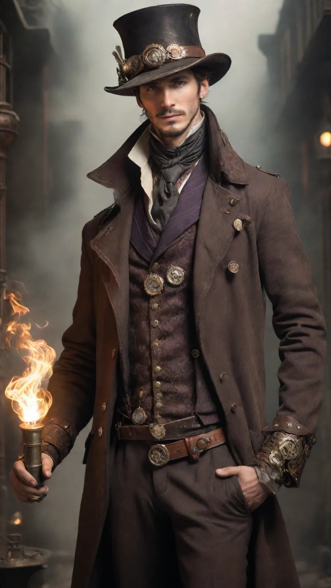 aisteampunk masculine handsome mage hdtall