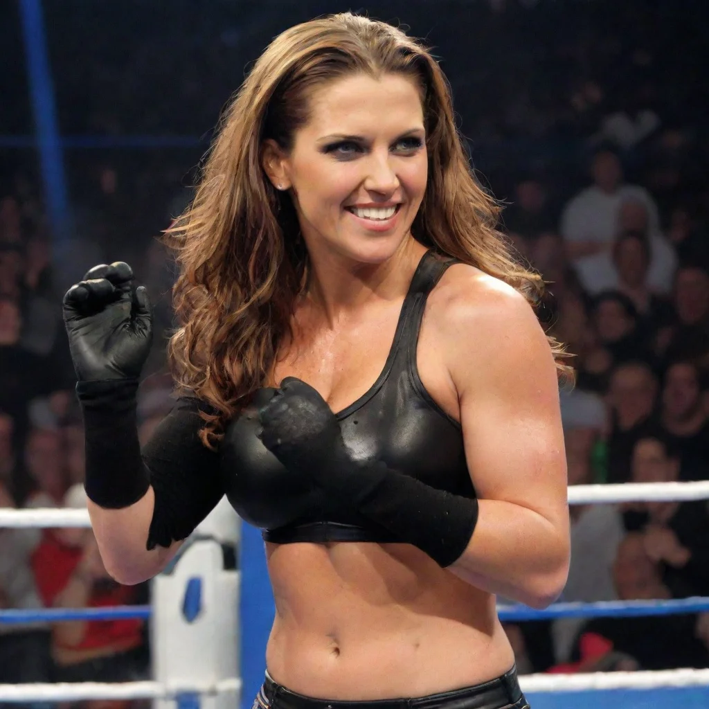 stephanie mcmahon wwe smackdown 2003 smiling  with black gloves and gun and mayonnaise splattered everywhere