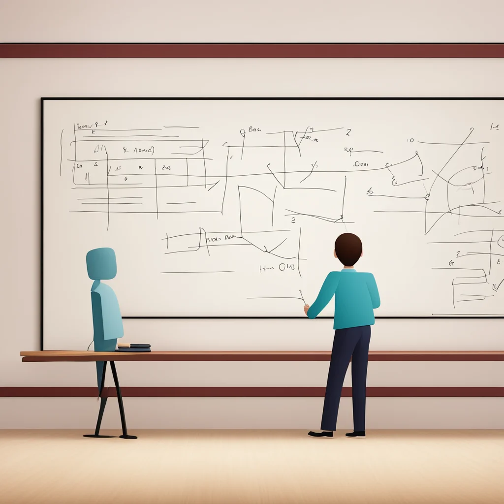 aistickman of a teacher in front of a board giving students a homework amazing awesome portrait 2