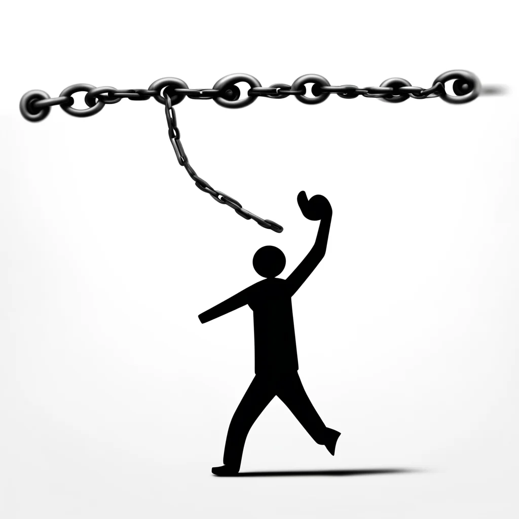 aistickman on white background pulling a chain from left to right