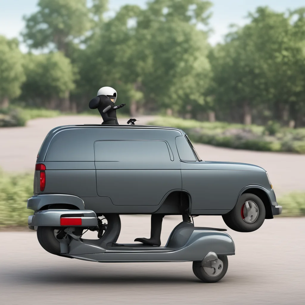 aistickman puts scooter in the trunk