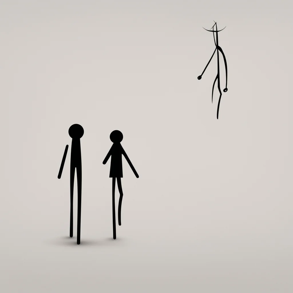 stickman walking with stickwoman