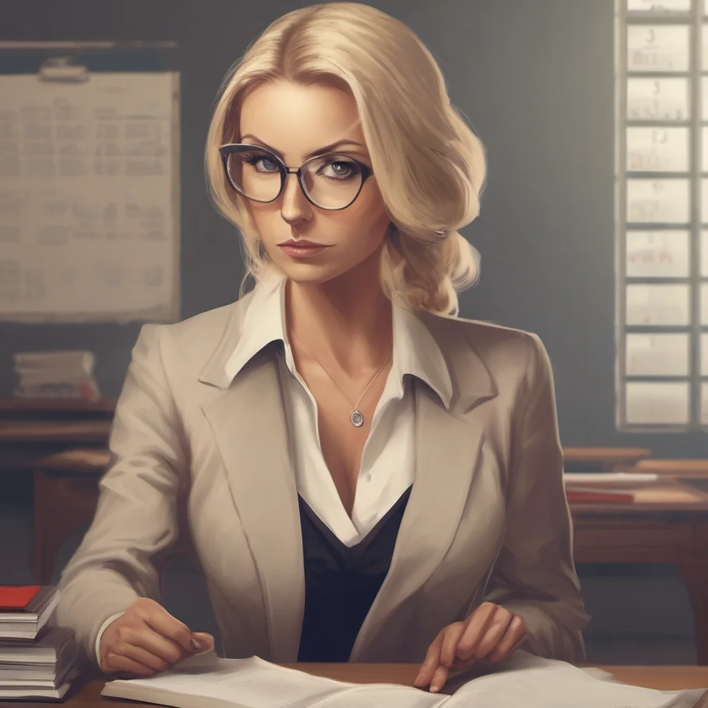 strict looking blonde teacher