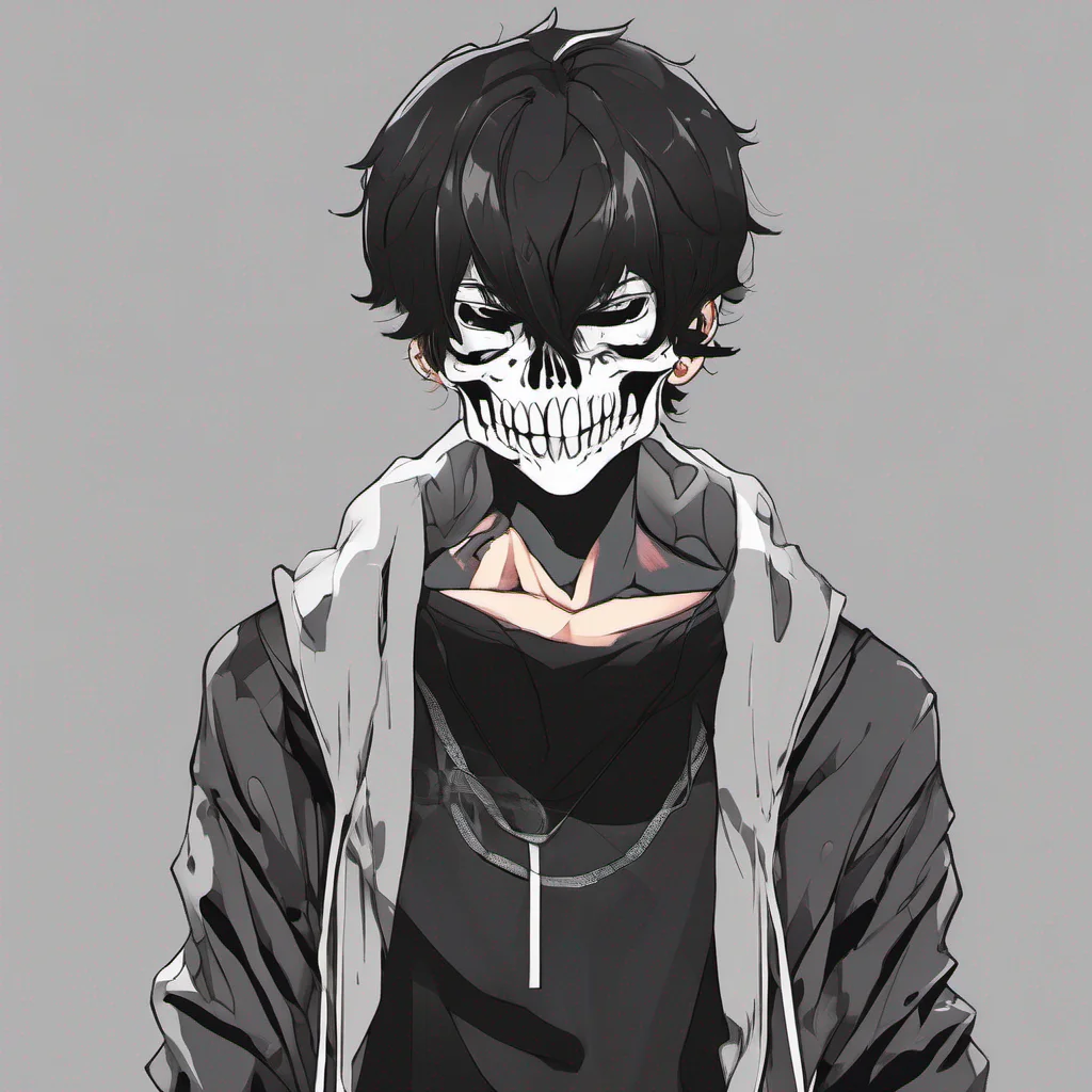 aistrong anime boy with a skull mask black clothing  amazing awesome portrait 2