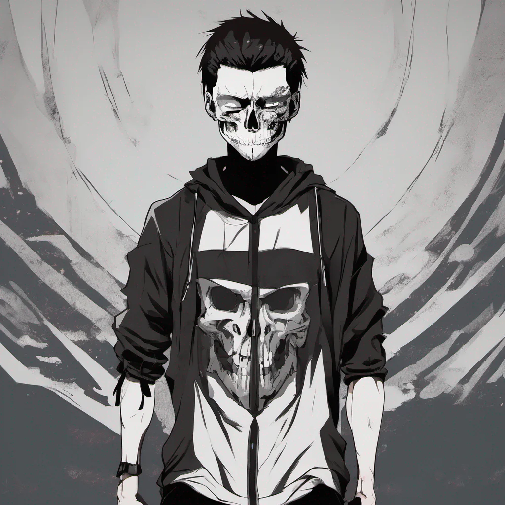aistrong anime boy with a skull mask black clothing  good looking trending fantastic 1