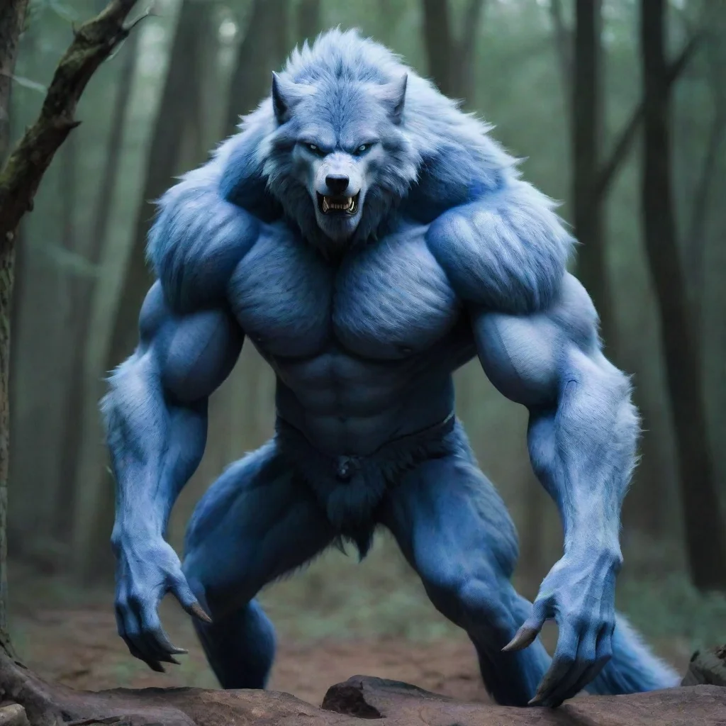 strong blue wolf confident